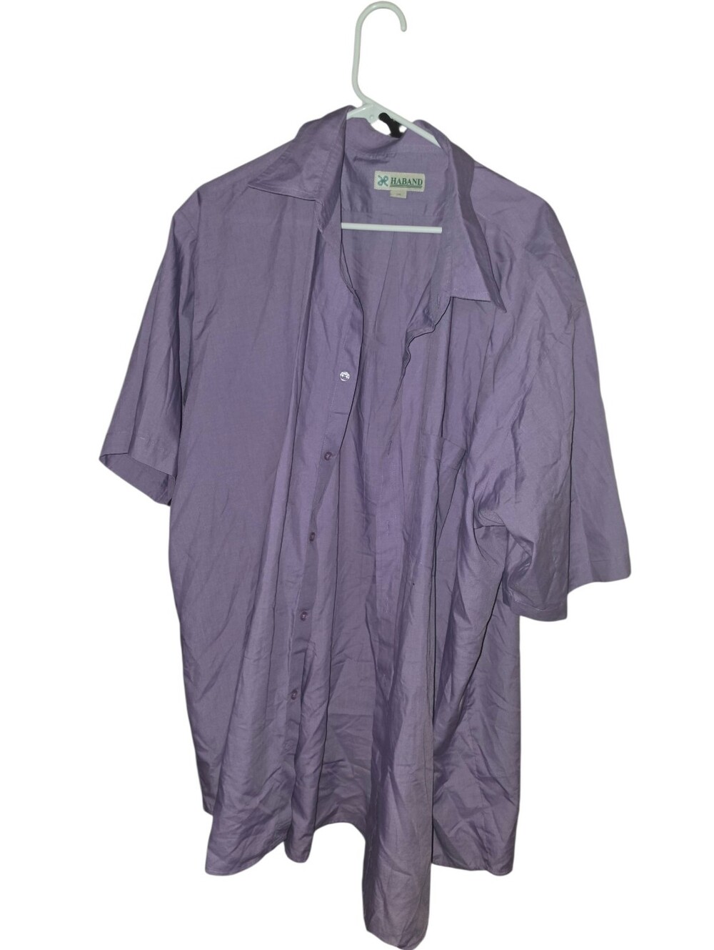 6/11/33. Haband Men's Short-Sleeve Button-Down Shirt in Lavender